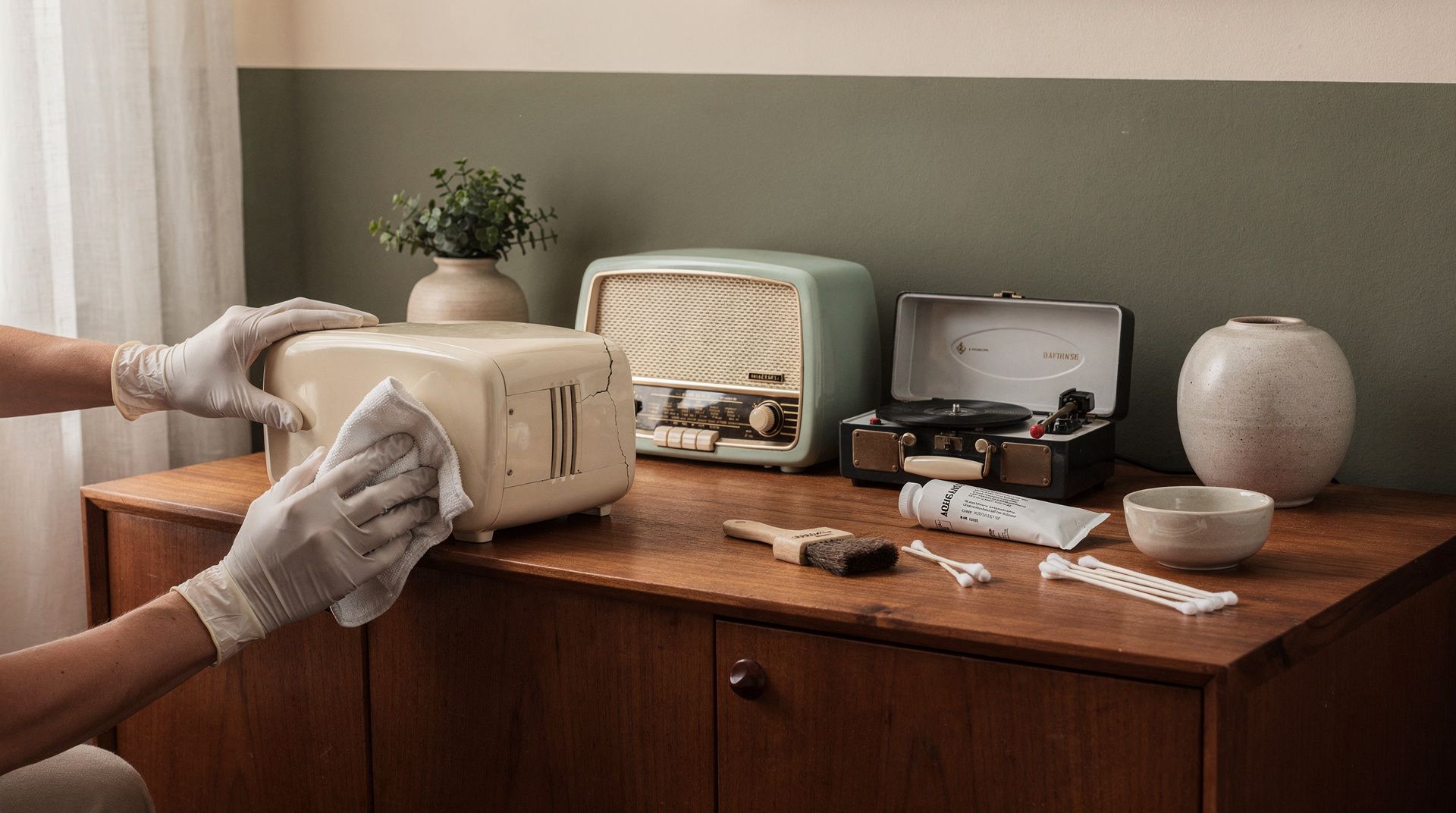 Bakelite plastic vintage radios cleaning conservation
