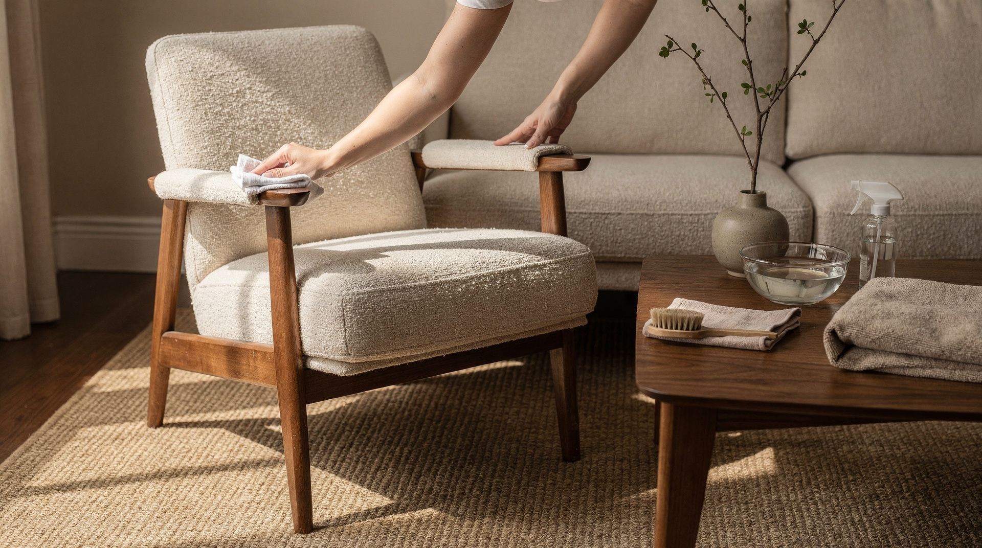 clean bouclé wool