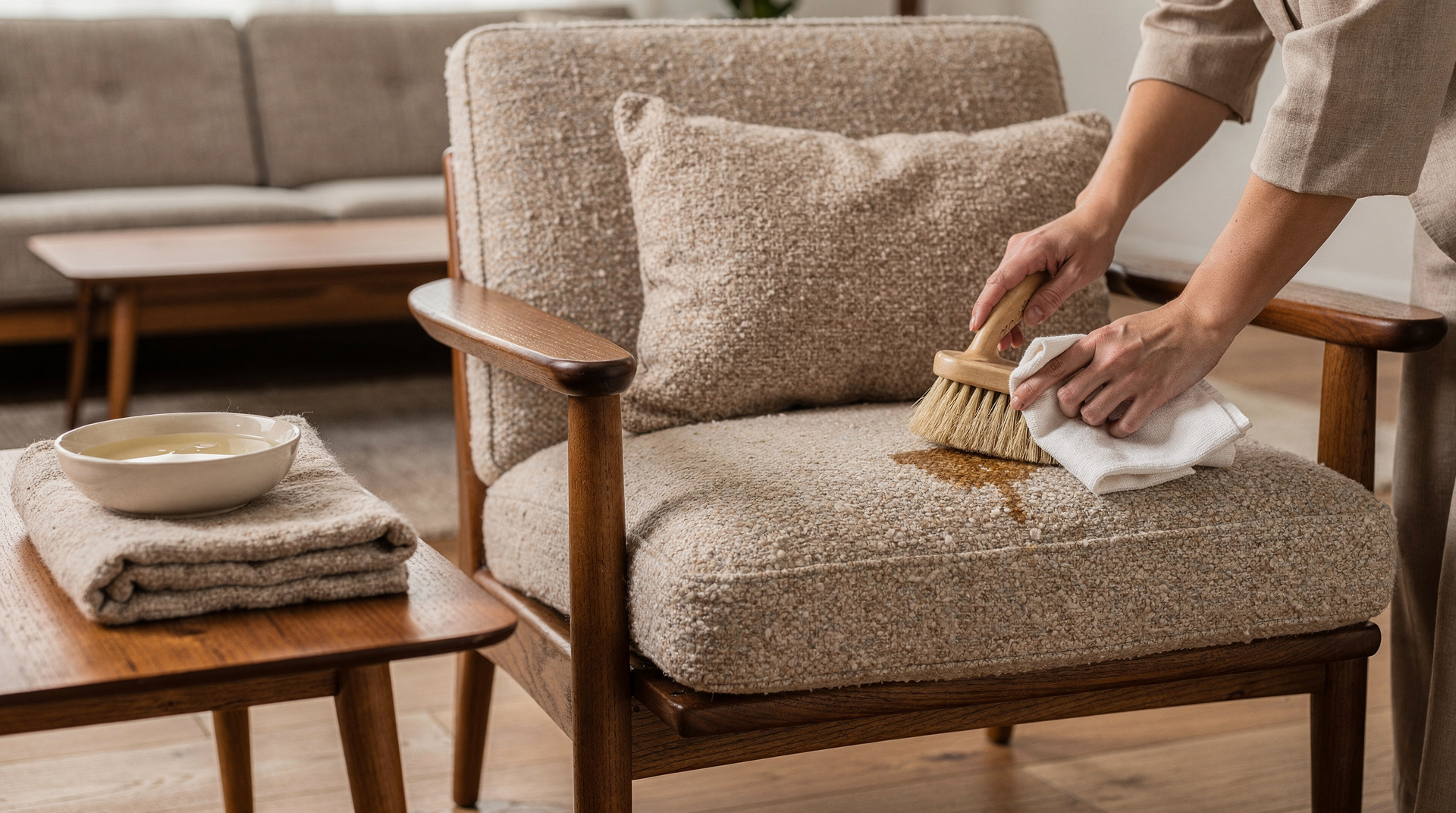 Bouclé Wolle reinigen Vintage-Polsterstoffe