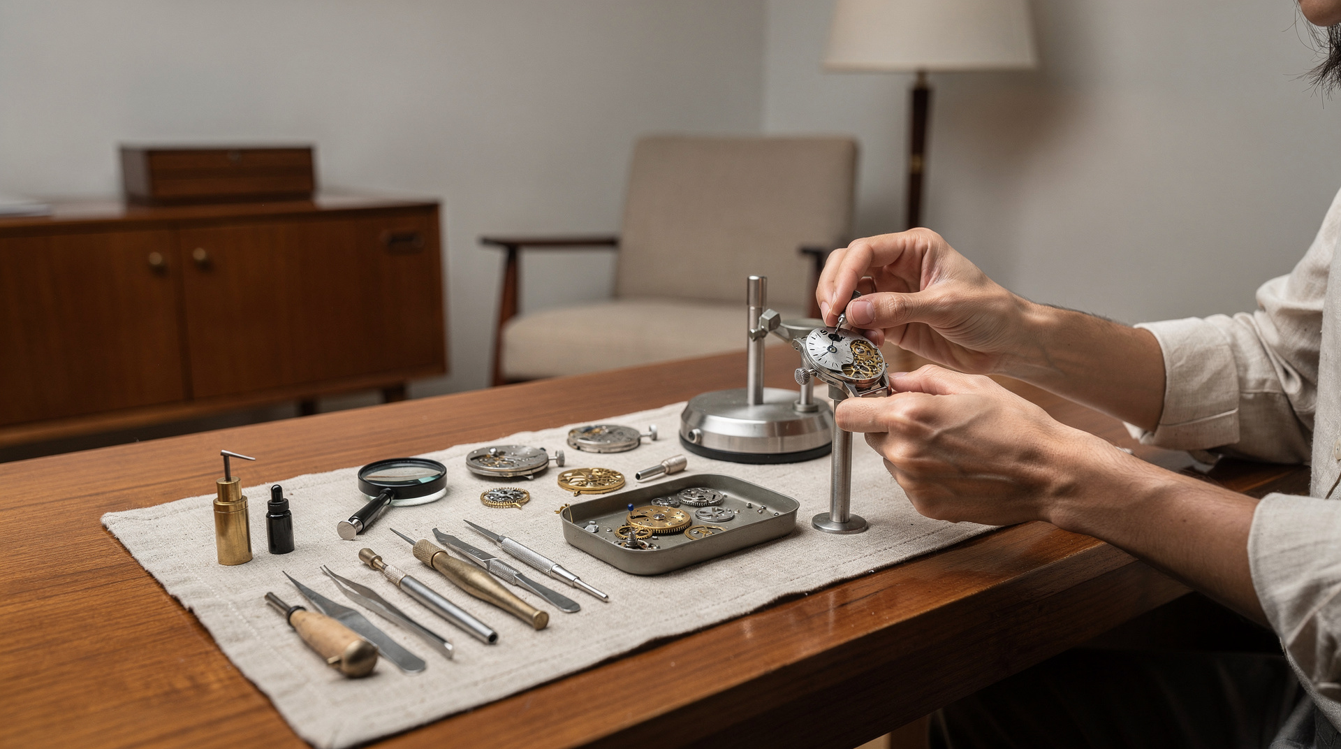 mechanische Uhren warten ölen Vintage-Uhrwerke