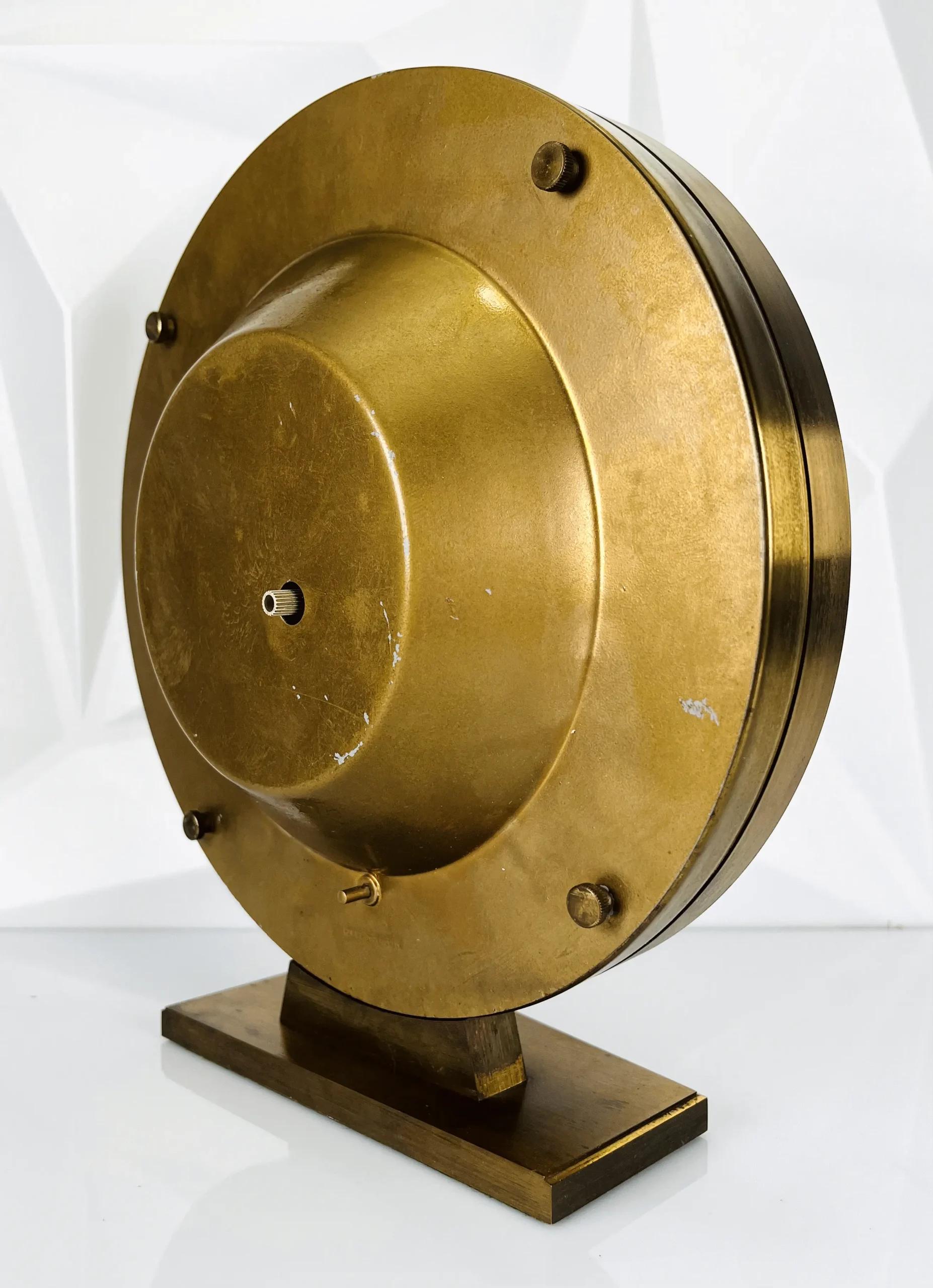 Kundo Weltzeituhr Tischuhr | Messing Glas | ele-Quarz | 1970er Jahre Space Age Design