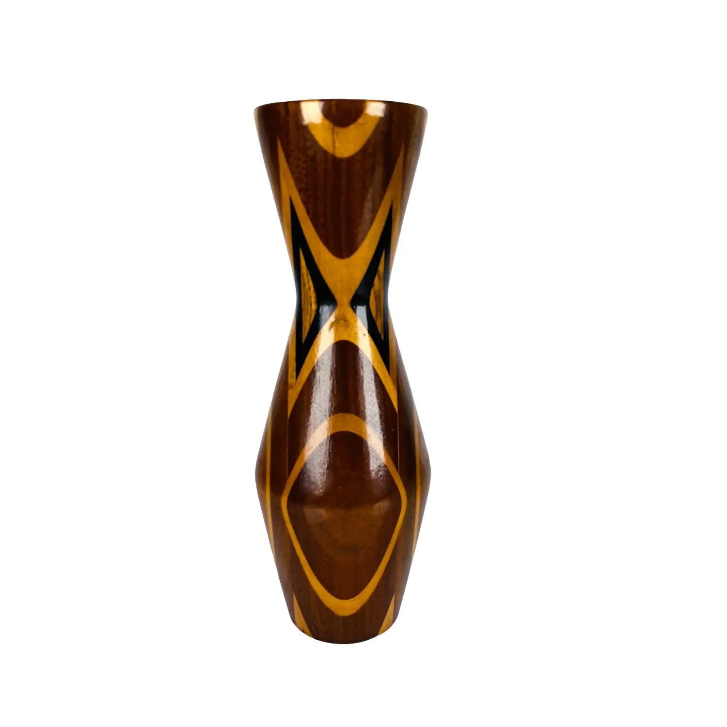 Vintage Holzvase | Mid Century Design | Handgefertigt | 1960er Stil