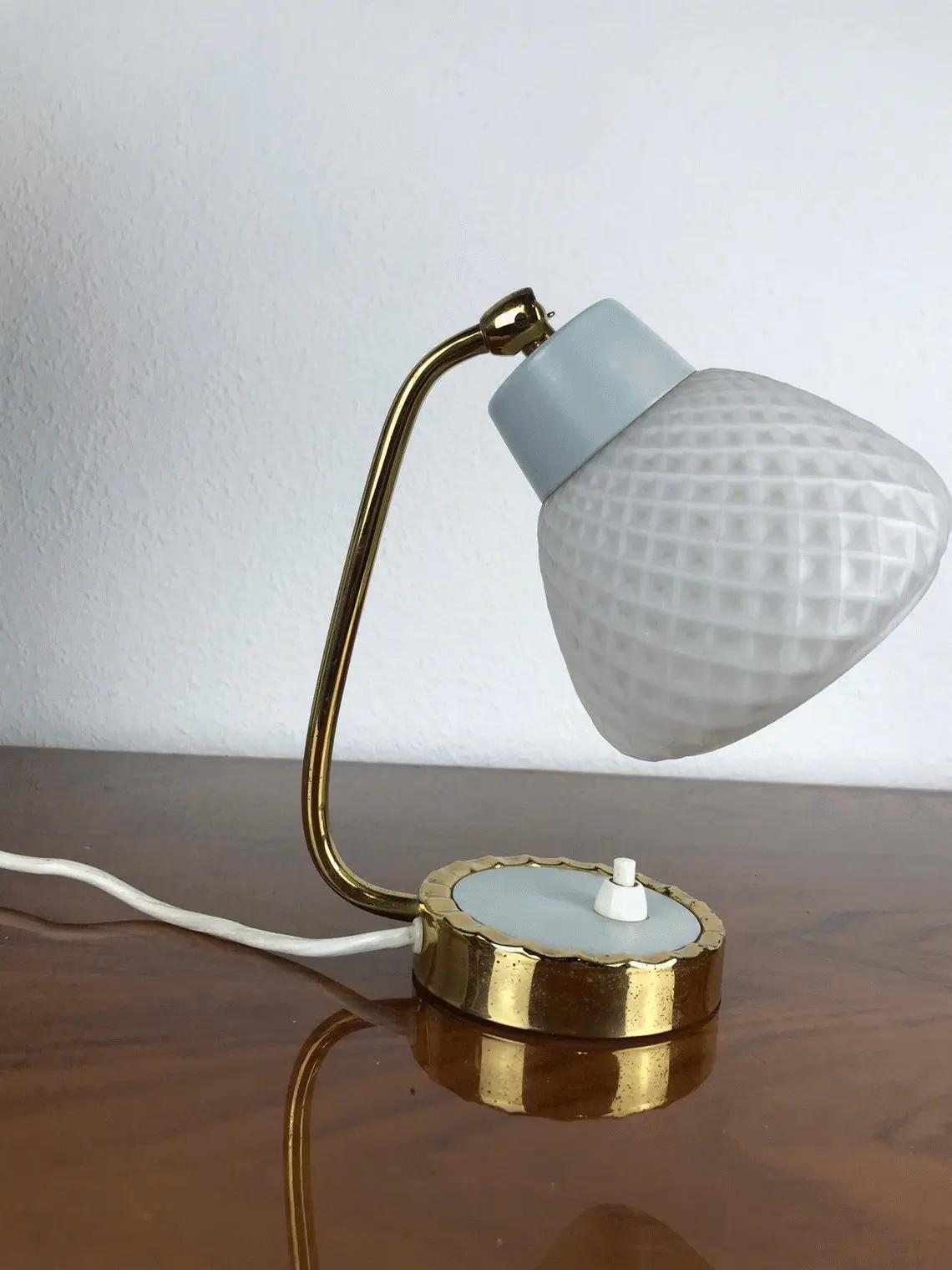 Vintage Nachttischlampe | Messing & Glas | 50er Jahre | Made in Germany