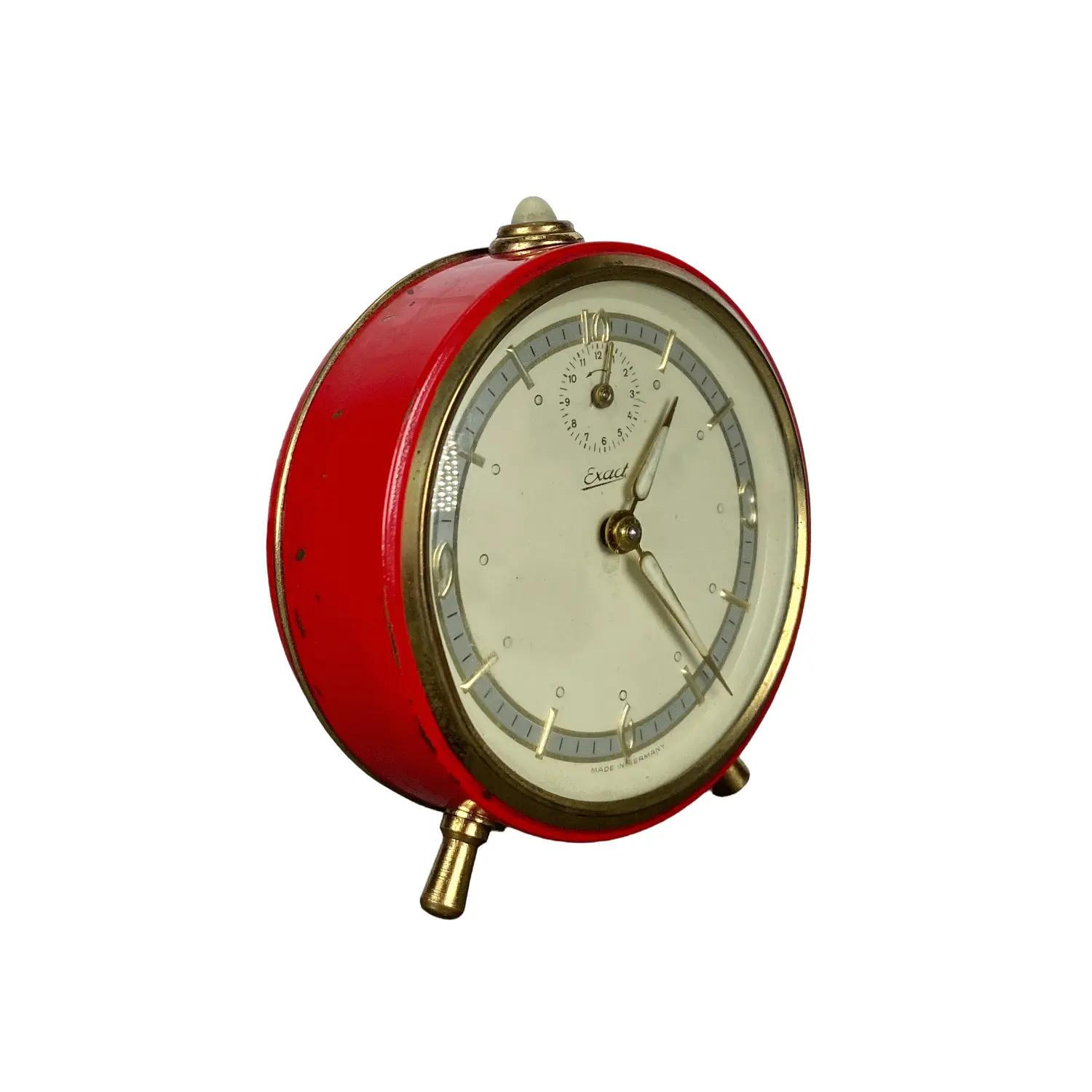 EXACT Vintage Wecker | Rot & Gold | Made in Germany | Mid-Century Design