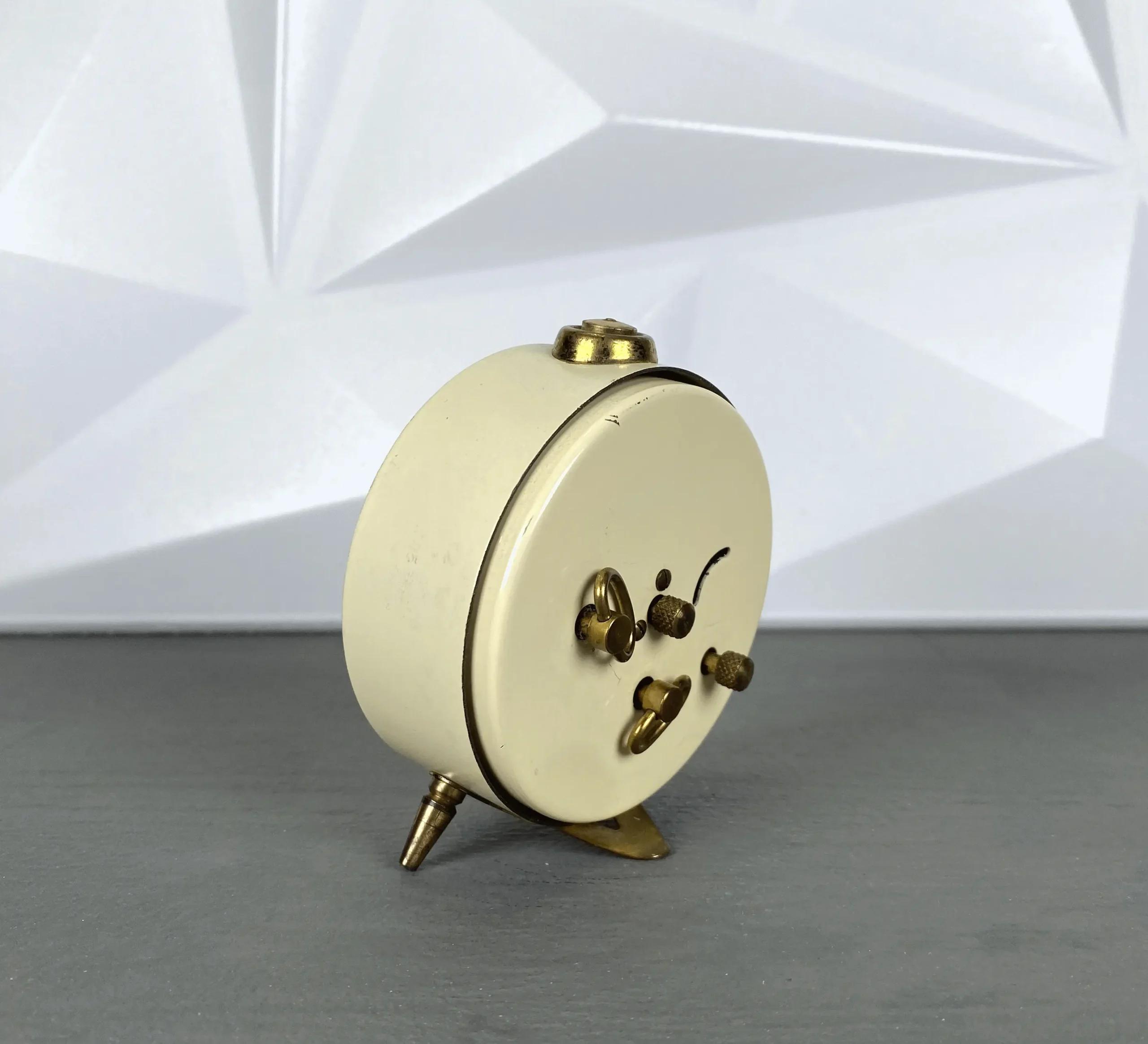 BLESSING Retro Wecker | Cremeweiß & Gold | Made in West Germany | Mid-Century Look