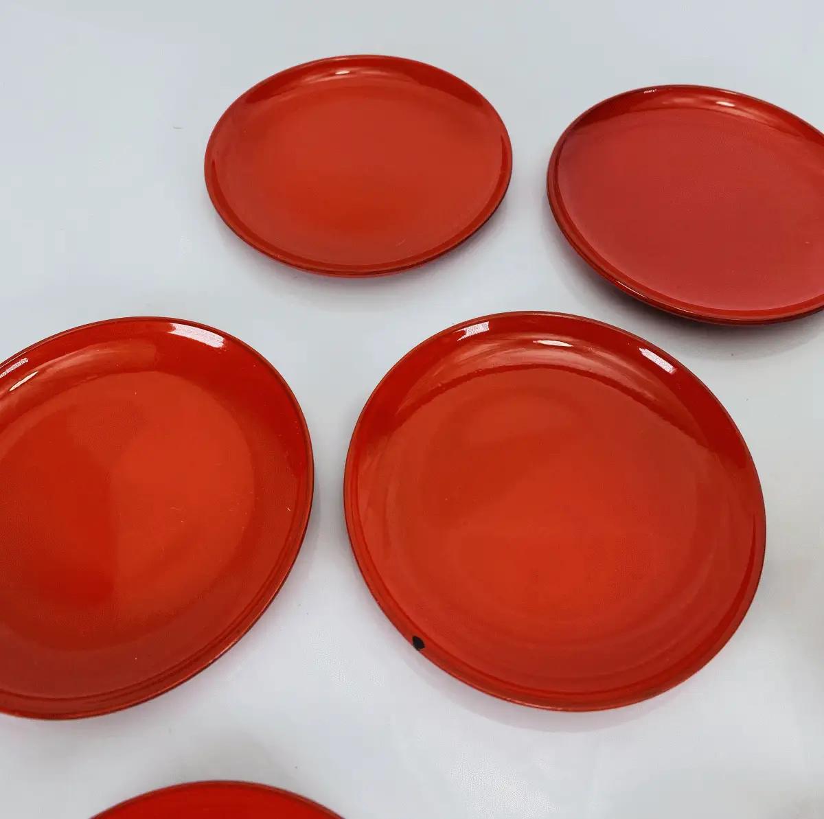 Laurids Lønborg Untersetzer Set | 6 moderne Getränkeuntersetzer in Orange | Skandinavisches Design, 1960er
