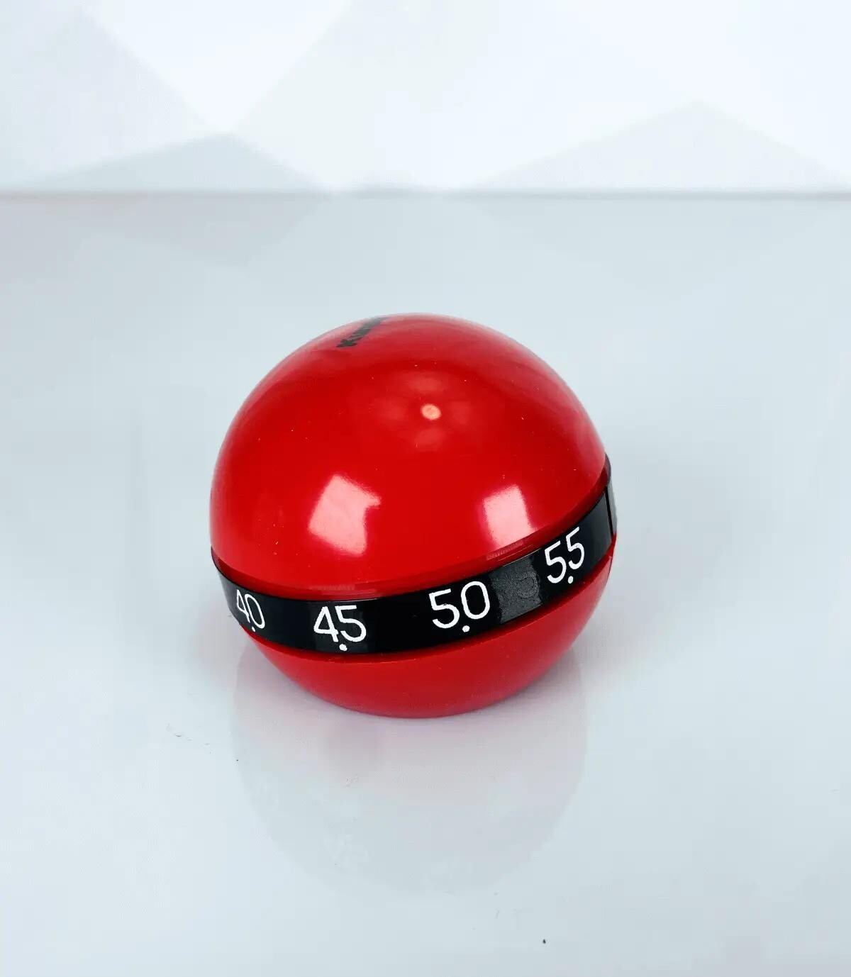 KUNDO Kurzzeitwecker im Kugeldesign - 60 Minuten Küchenuhr aus den 1970ern in Rot
