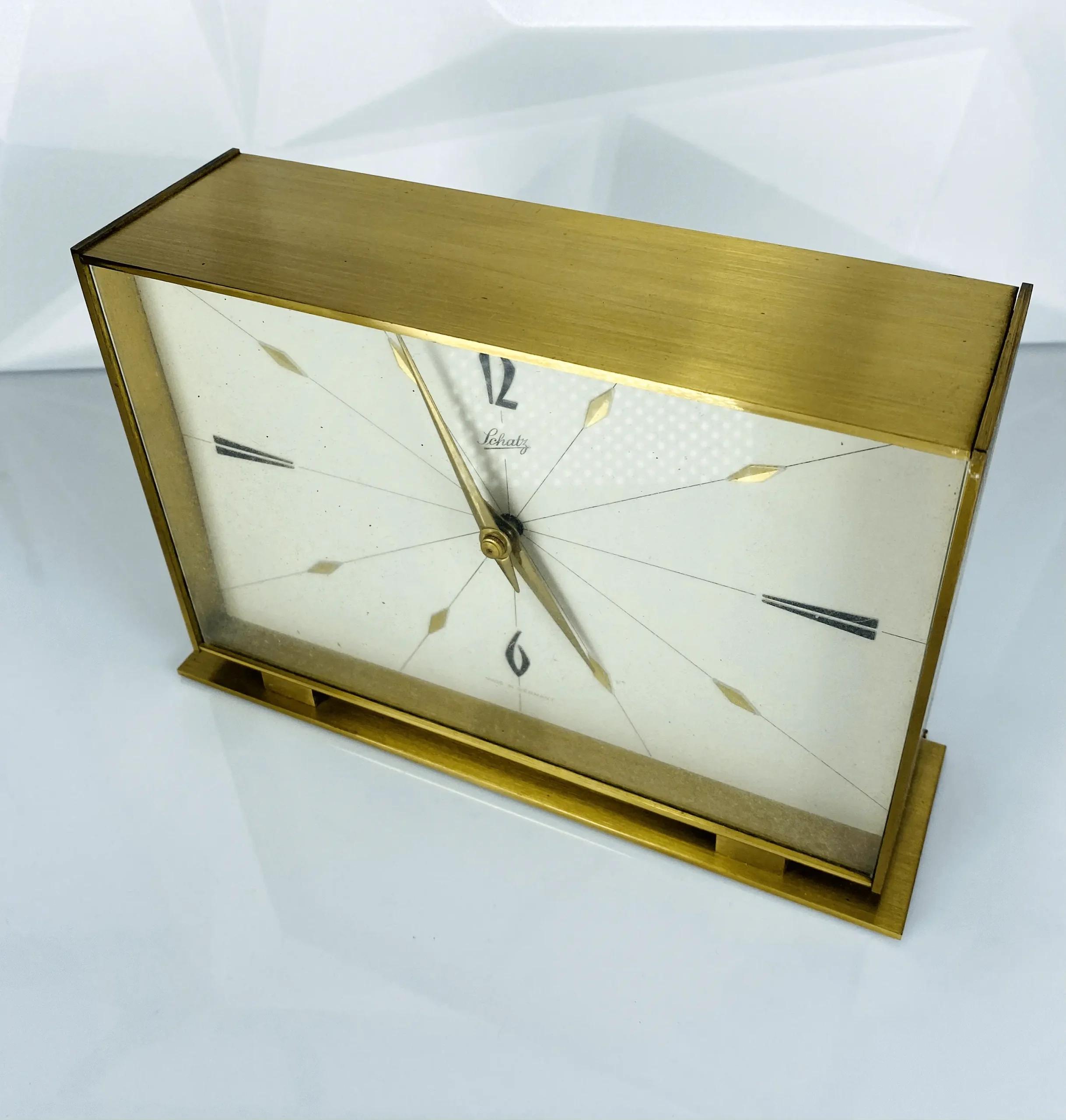 Schatz Tischuhr Messing - Mid-Century Modern - 1960er Jahre