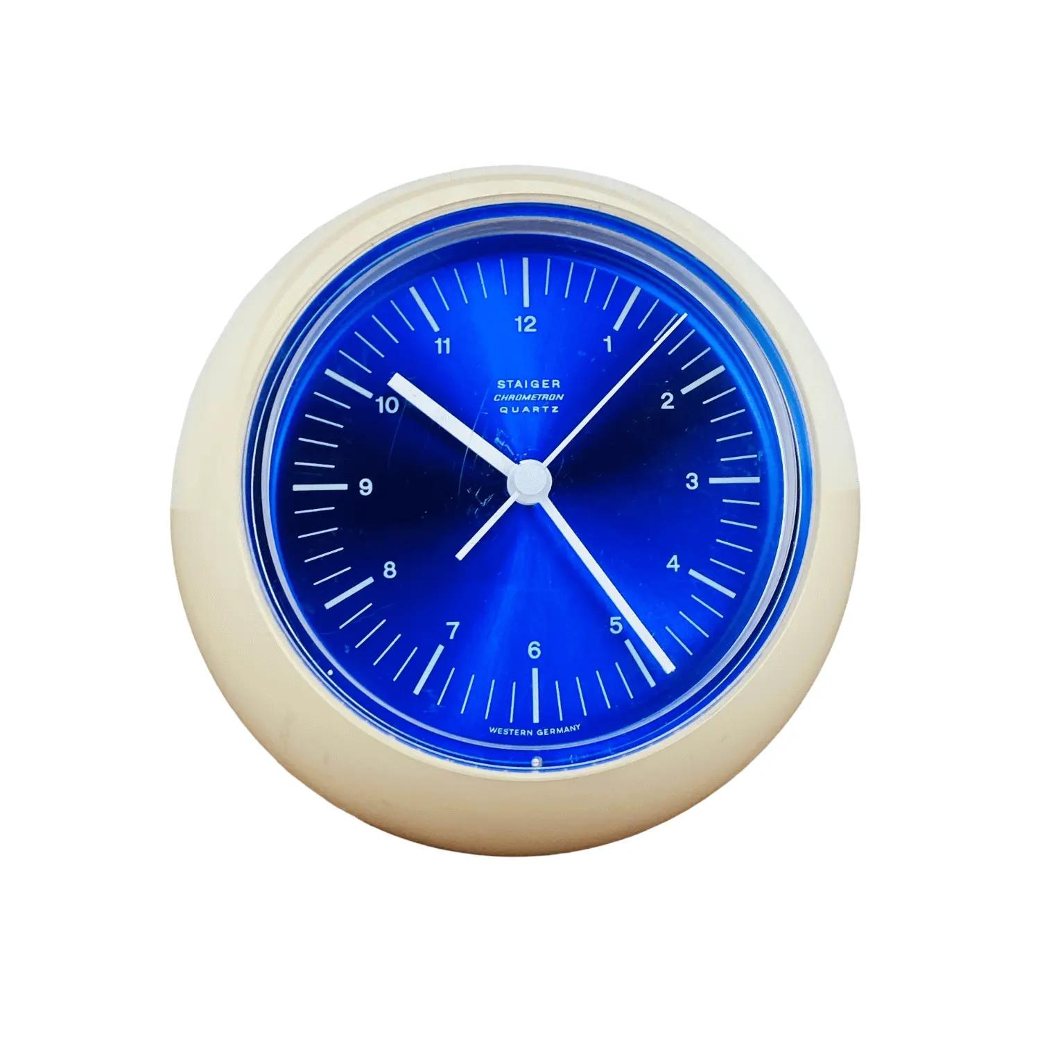 Staiger Chrometron Quartz | Space Age Wecker | Blau & Weiß | Made in Western Germany