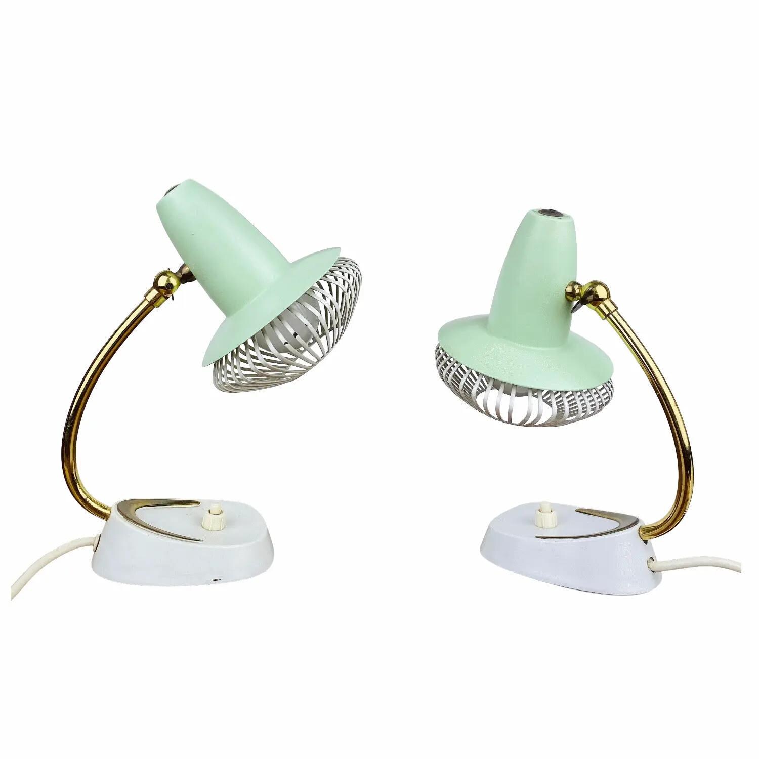 Pfäffle Design Nachttischlampen im Paar | Mintgrün & Messing | 50er Jahre