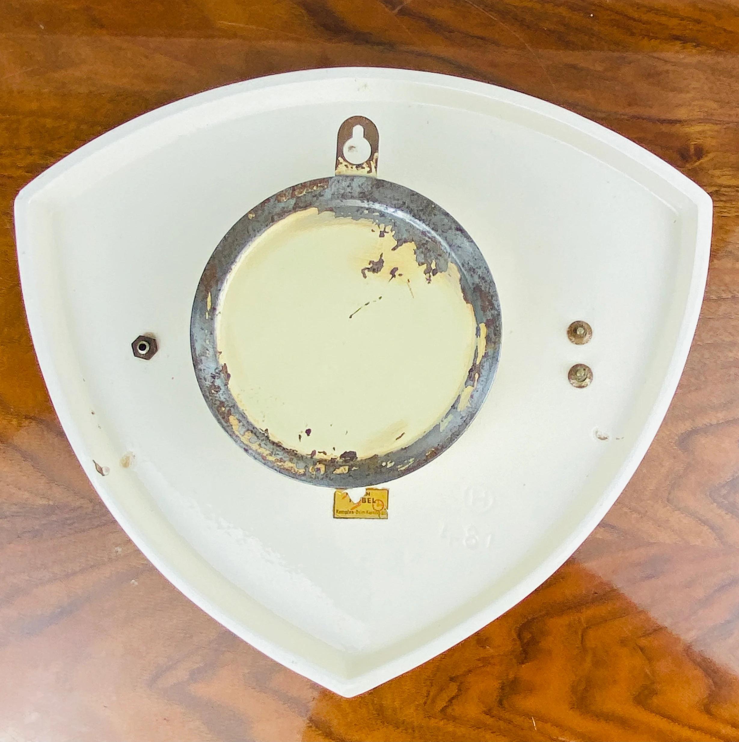 Emes Küchenwanduhr - Keramik Weiß mit gelbem Muster - 1960er Jahre