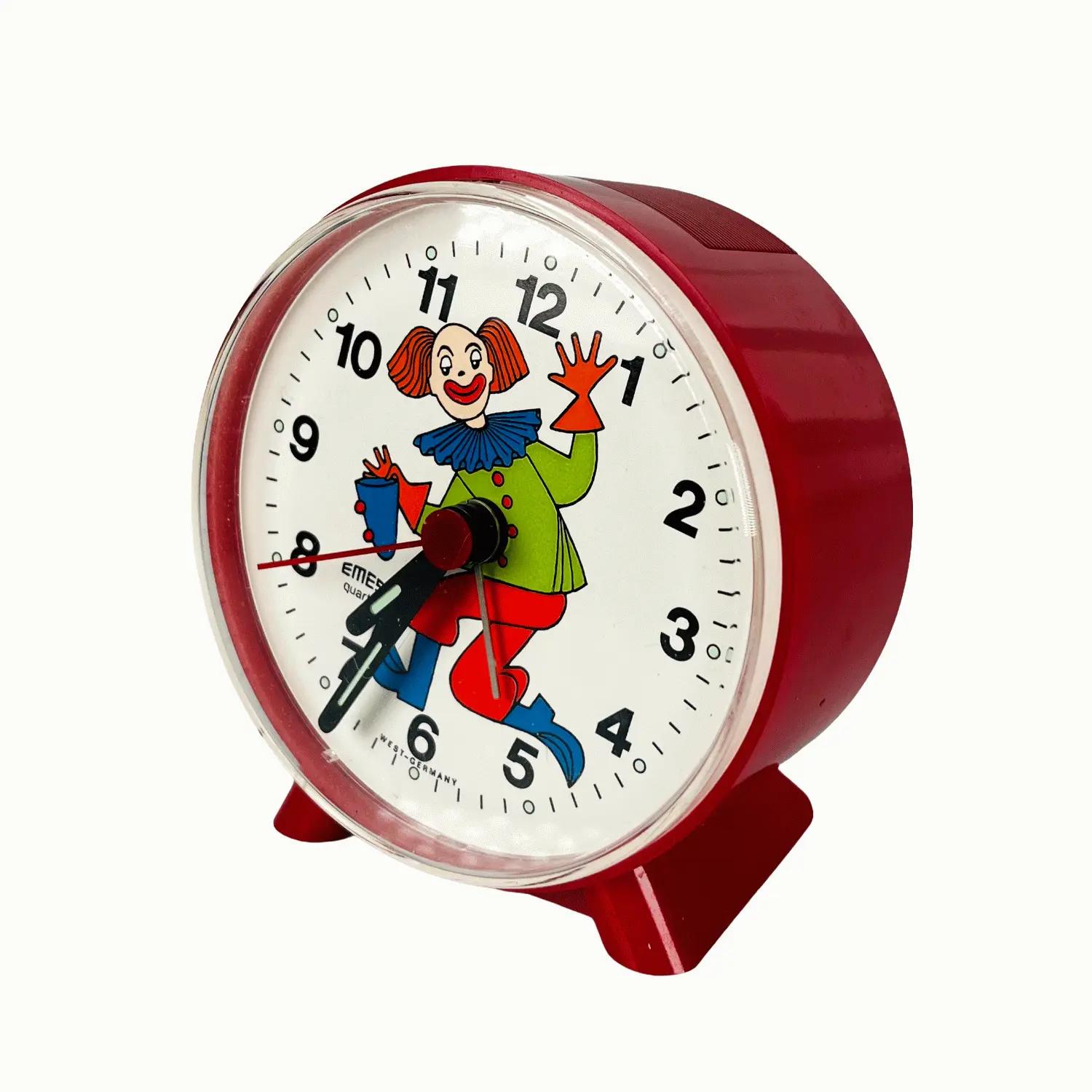 EMES Kinderwecker mit Clown | Rot | Made in Germany | Vintage Design