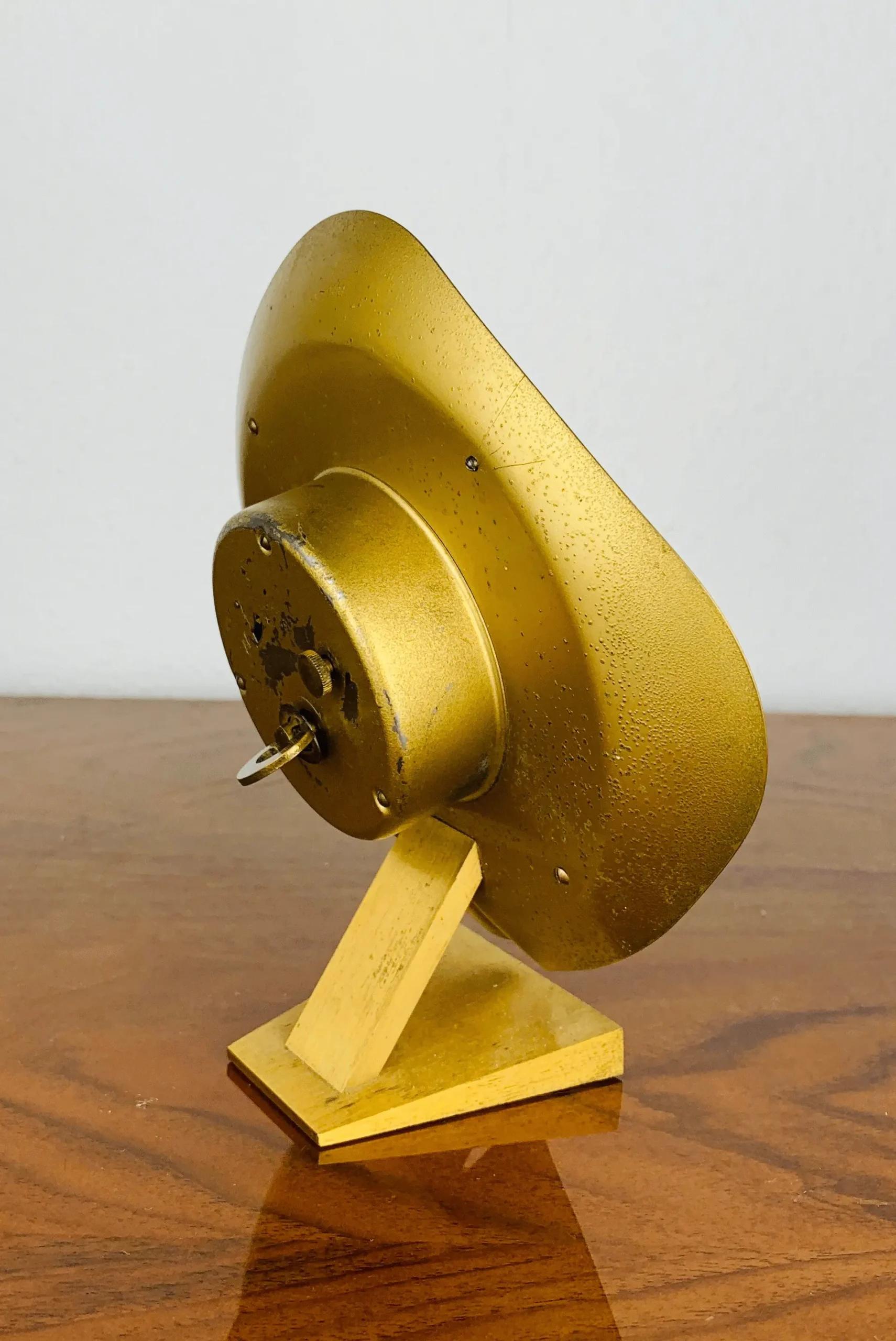 Mauthe Tischuhr - Gold & Schwarz - Mid-Century Modern - 1960er Jahre