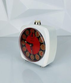Peter Vintage Wecker | Rot Schwarz Weiß Kunststoff | 1970er Jahre Pop Art Design